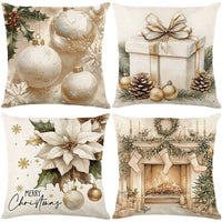 HKM-522835 Christmas Cartoon Elk and Rabbit Decorative Linen Cushion Cover - 45x45cm Size