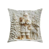 HKM-522835 Christmas Cartoon Elk and Rabbit Decorative Linen Cushion Cover - 45x45cm Size