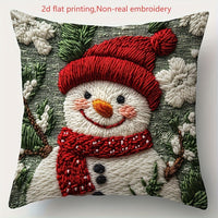 HKM-522835 Christmas Cartoon Elk and Rabbit Decorative Linen Cushion Cover - 45x45cm Size