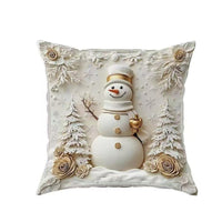 HKM-522835 Christmas Cartoon Elk and Rabbit Decorative Linen Cushion Cover - 45x45cm Size