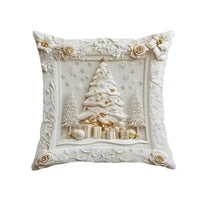 HKM-522835 Christmas Cartoon Elk and Rabbit Decorative Linen Cushion Cover - 45x45cm Size