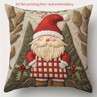 HKM-522835 Christmas Cartoon Elk and Rabbit Decorative Linen Cushion Cover - 45x45cm Size