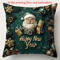 HKM-522835 Christmas Cartoon Elk and Rabbit Decorative Linen Cushion Cover - 45x45cm Size