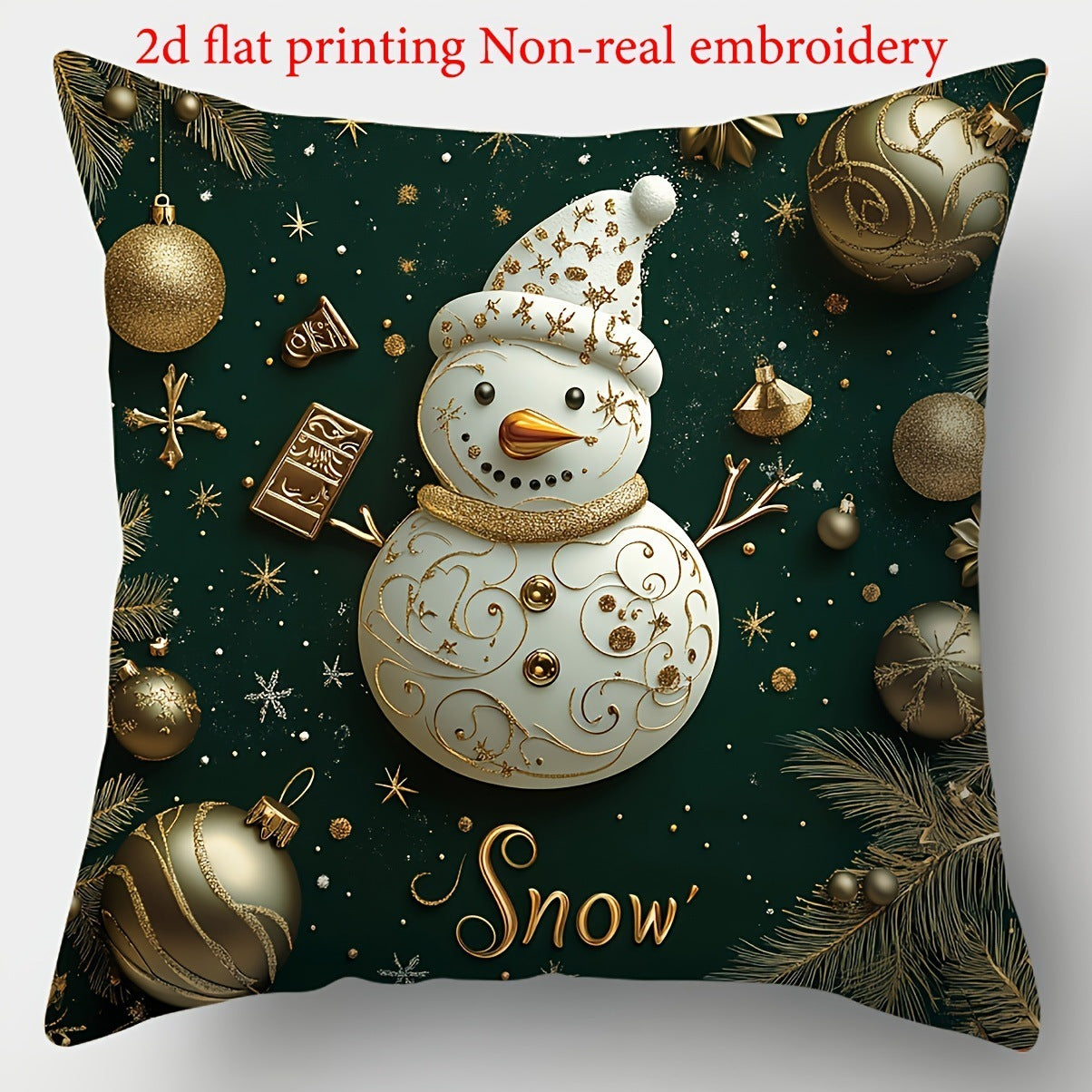 HKM-522835 Christmas Cartoon Elk and Rabbit Decorative Linen Cushion Cover - 45x45cm Size