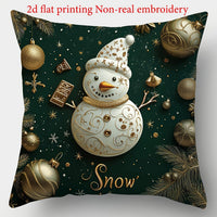 HKM-522835 Christmas Cartoon Elk and Rabbit Decorative Linen Cushion Cover - 45x45cm Size