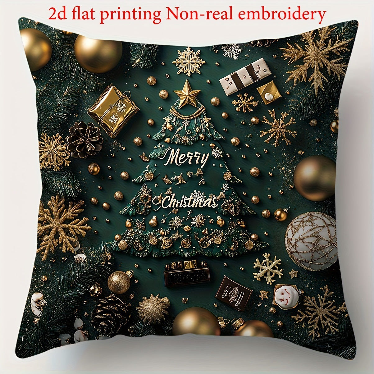 HKM-522835 Christmas Cartoon Elk and Rabbit Decorative Linen Cushion Cover - 45x45cm Size