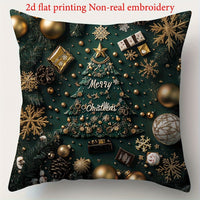 HKM-522835 Christmas Cartoon Elk and Rabbit Decorative Linen Cushion Cover - 45x45cm Size