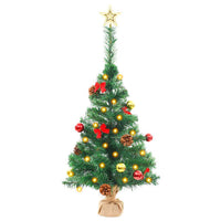 HKM-522899 Green Illuminated Artificial Christmas Tree with Ornaments, 64 cm Height, Waterproof with 20 LED Lights