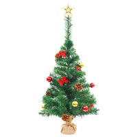 HKM-522899 Green Illuminated Artificial Christmas Tree with Ornaments, 64 cm Height, Waterproof with 20 LED Lights