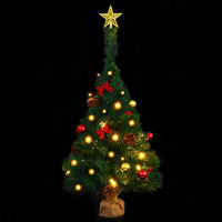 HKM-522899 Green Illuminated Artificial Christmas Tree with Ornaments, 64 cm Height, Waterproof with 20 LED Lights