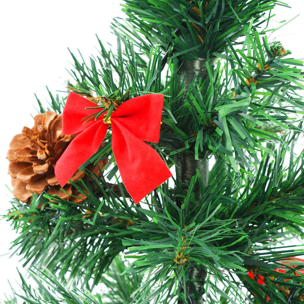 HKM-522899 Green Illuminated Artificial Christmas Tree with Ornaments, 64 cm Height, Waterproof with 20 LED Lights