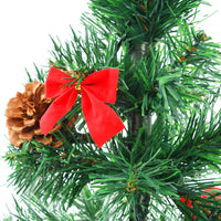HKM-522899 Green Illuminated Artificial Christmas Tree with Ornaments, 64 cm Height, Waterproof with 20 LED Lights
