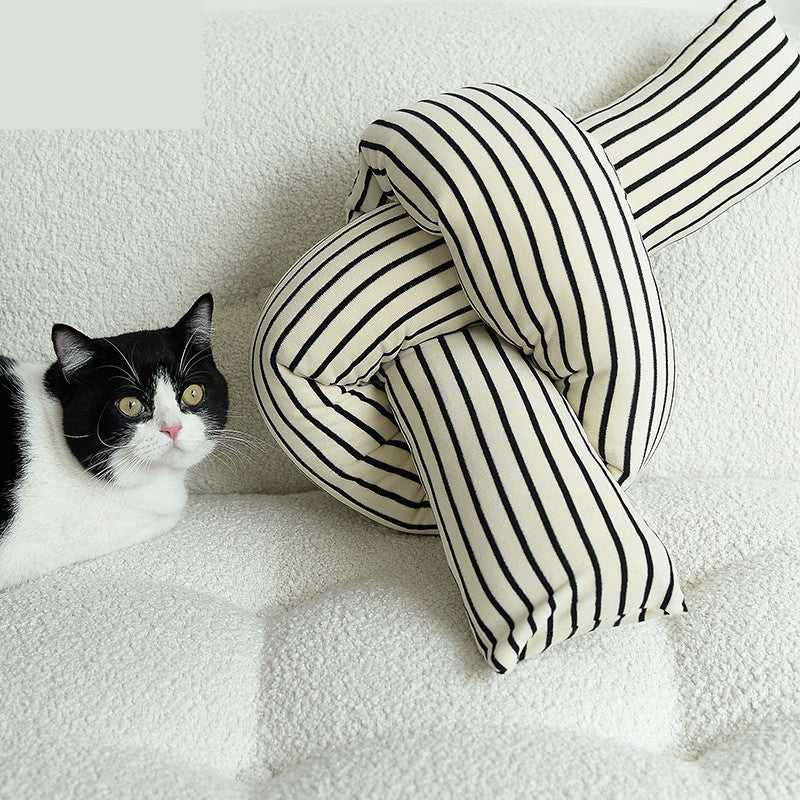 HKM-522899 Knotted Waist and Shoulder Multifunctional Retro Striped Pillow 14x180cm