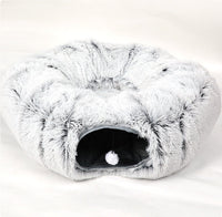 HKM-522899 Rainbow & Gray Plush Cat Tunnel Nest for Multiple Cats - 95cm Diameter