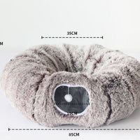 HKM-522899 Rainbow & Gray Plush Cat Tunnel Nest for Multiple Cats - 95cm Diameter