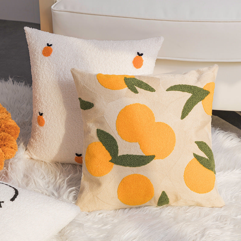 HKM-523219 Decorative Orange Heart Cushion Pillow Cover for Home Sofa - 45x45cm, Embroidered Design
