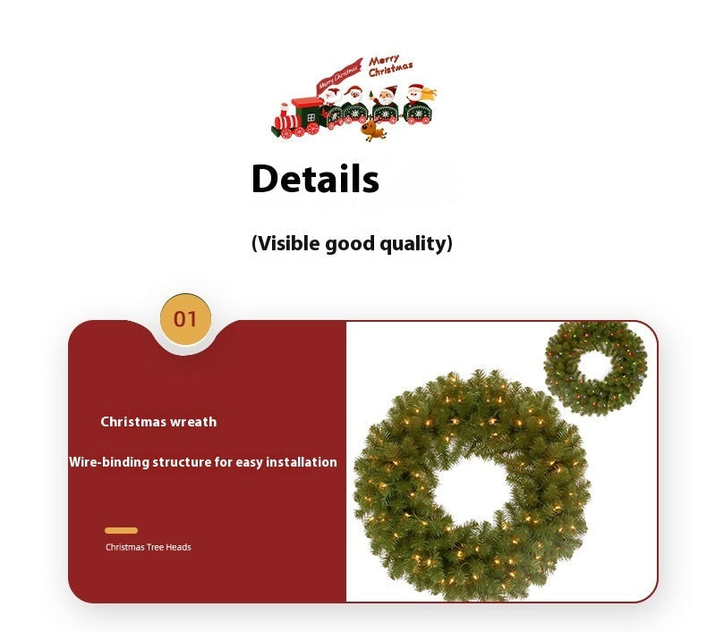 HKM-523219 LED Rattan Christmas Garland for Home Decor - Modern PVC Design Available in Multiple Sizes