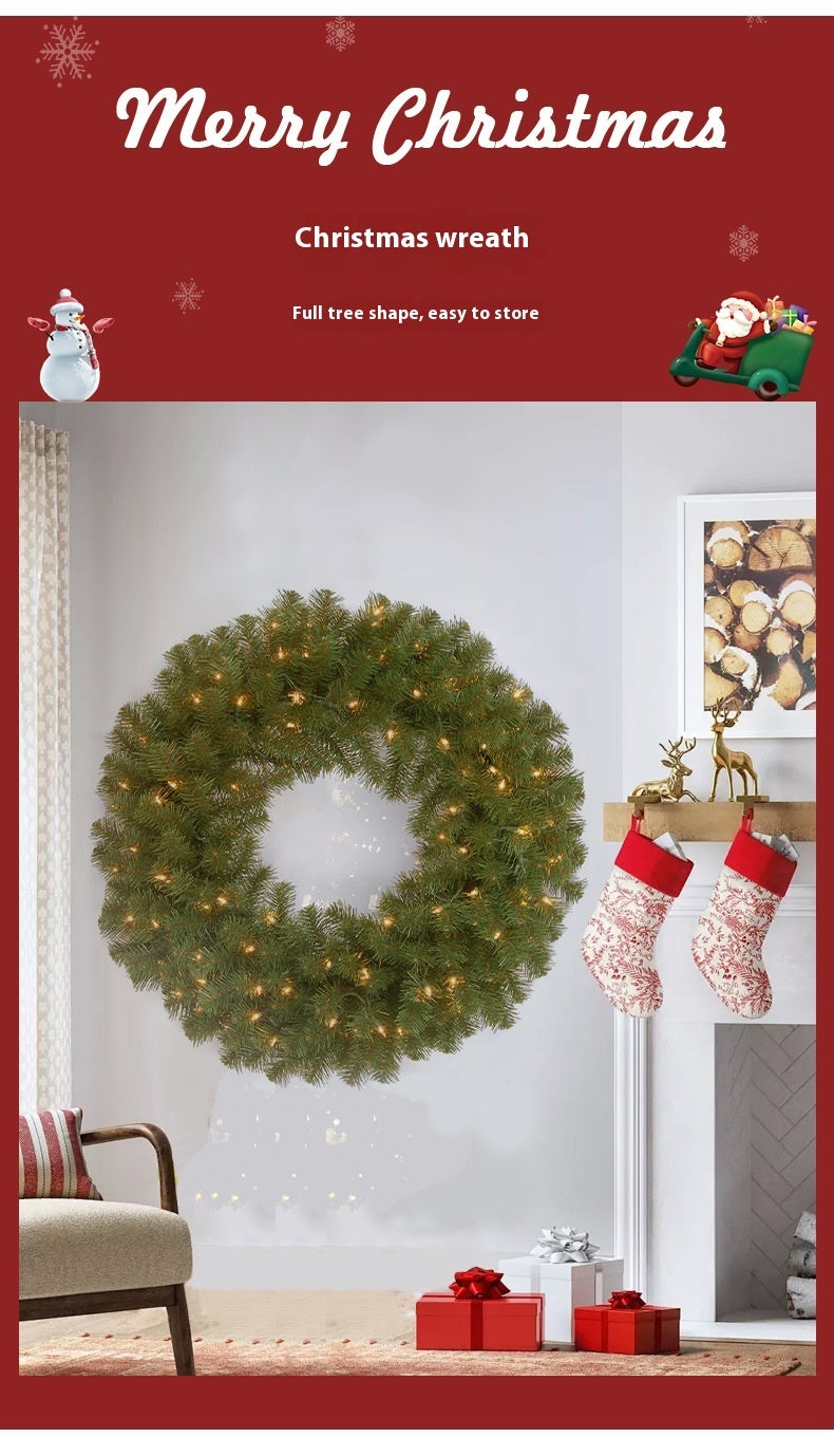 HKM-523219 LED Rattan Christmas Garland for Home Decor - Modern PVC Design Available in Multiple Sizes