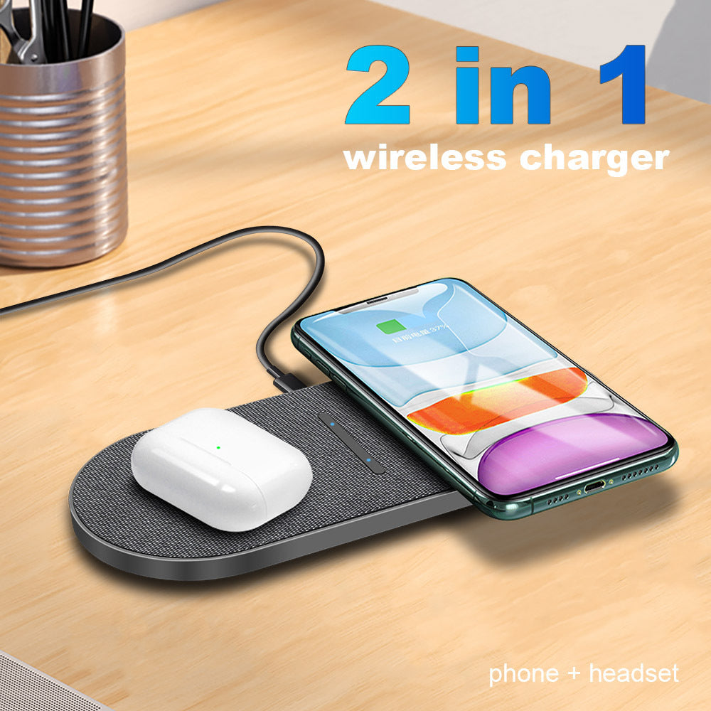 HKM-523347 Two-in-One Wireless Charger with Dual 15W Fast Charging for Apple Devices