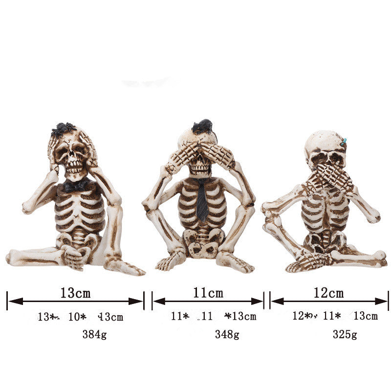 HKM-523539 Halloween Ghost Skeleton Resin Ornament Set - Three Decorative Props for Festive Celebrations