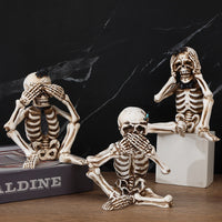 HKM-523539 Halloween Ghost Skeleton Resin Ornament Set - Three Decorative Props for Festive Celebrations