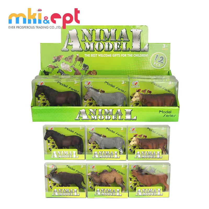 HKM-523731 Vivid Plastic Farm Animal Toy Set for Kids - Horse, Cow, Sheep and More (12x13.5x9 CM)