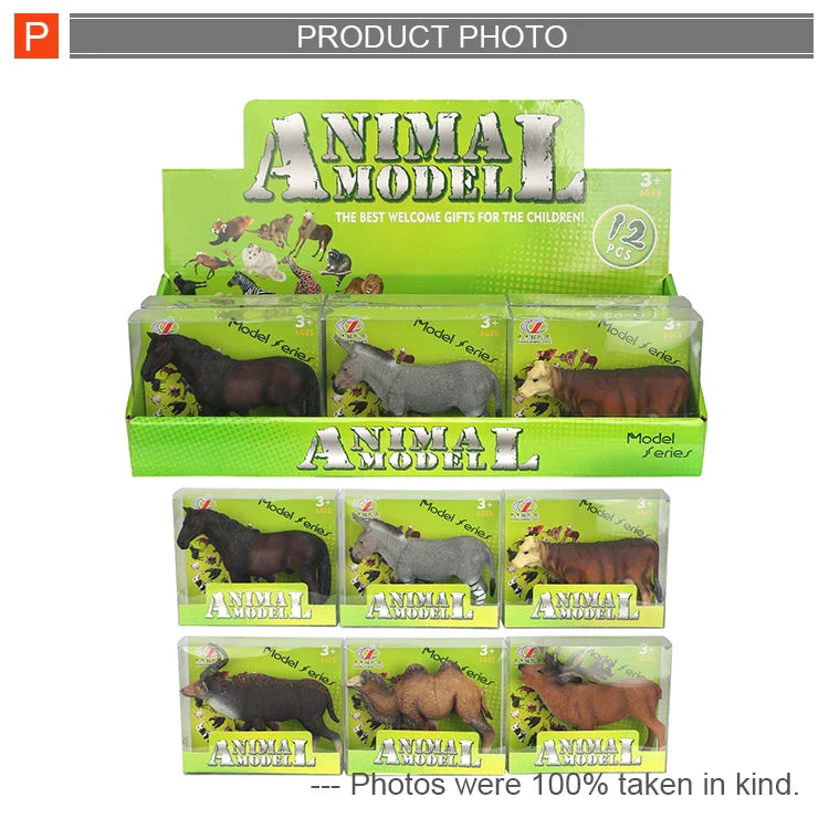 HKM-523731 Vivid Plastic Farm Animal Toy Set for Kids - Horse, Cow, Sheep and More (12x13.5x9 CM)
