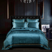 HKM-523859 140 Long-Staple Cotton Jacquard Four-Piece Bedding Set, Striped Design, Available in Standard and Plus Sizes