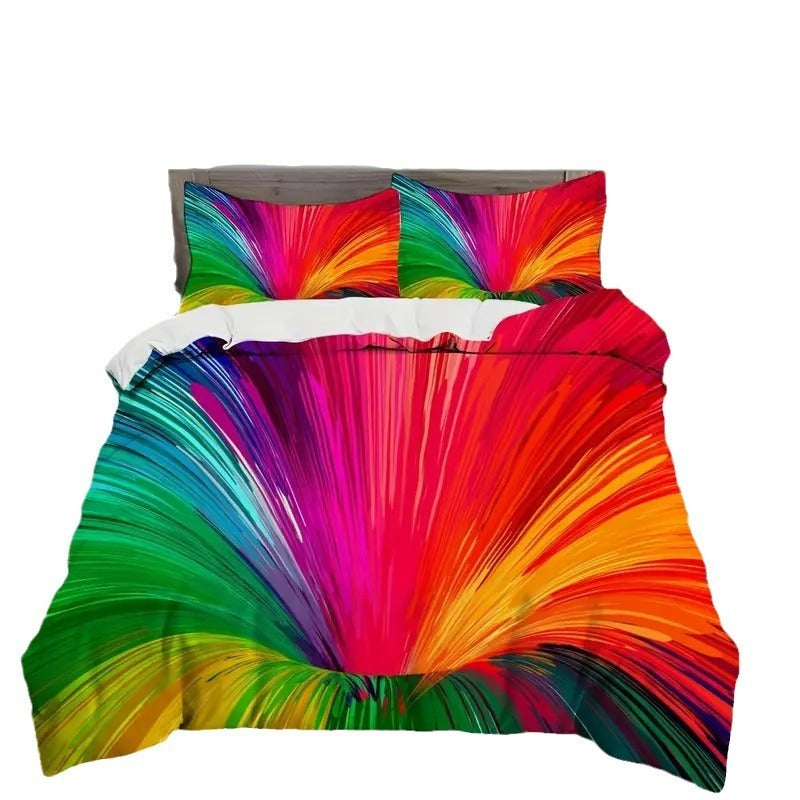 HKM-523923 Digital Printing Soft Down Quilt Cover Set - Modern Three-Piece Bedding Collection