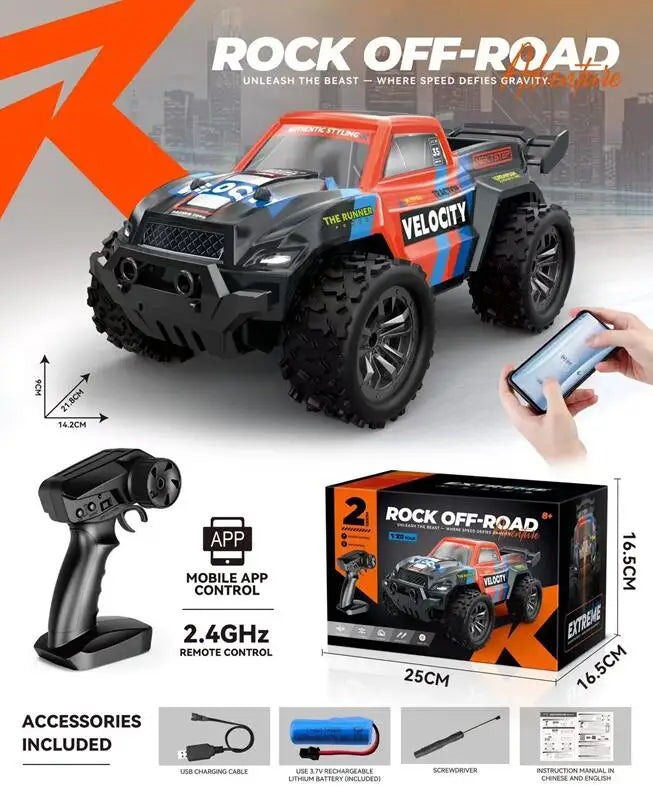 HKM-524051 1:20 Scale High-Speed Remote Control Off-Road Car with Phone Control, 2.4G Frequency - 12KM/H Speed