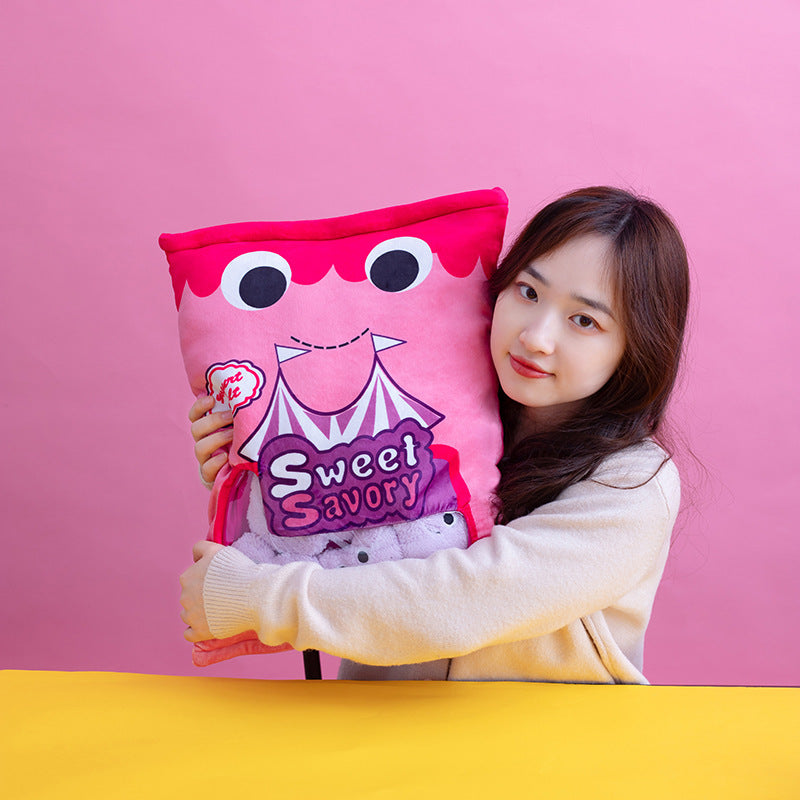 HKM-524051 Cute Plush Fruit Ringing Pillow Toy for Children - Pink & Purple, 48x38cm