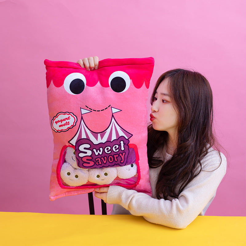 HKM-524051 Cute Plush Fruit Ringing Pillow Toy for Children - Pink & Purple, 48x38cm