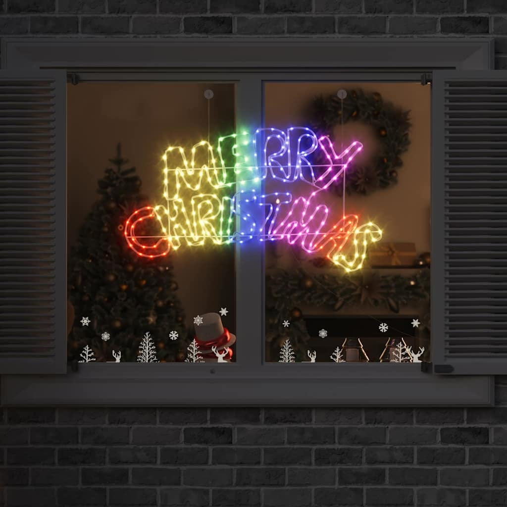 HKM-524051 Illuminated Multicolor Christmas Sign with 240 LEDs, 100 x 50 cm, Durable PVC for Indoor and Outdoor Use