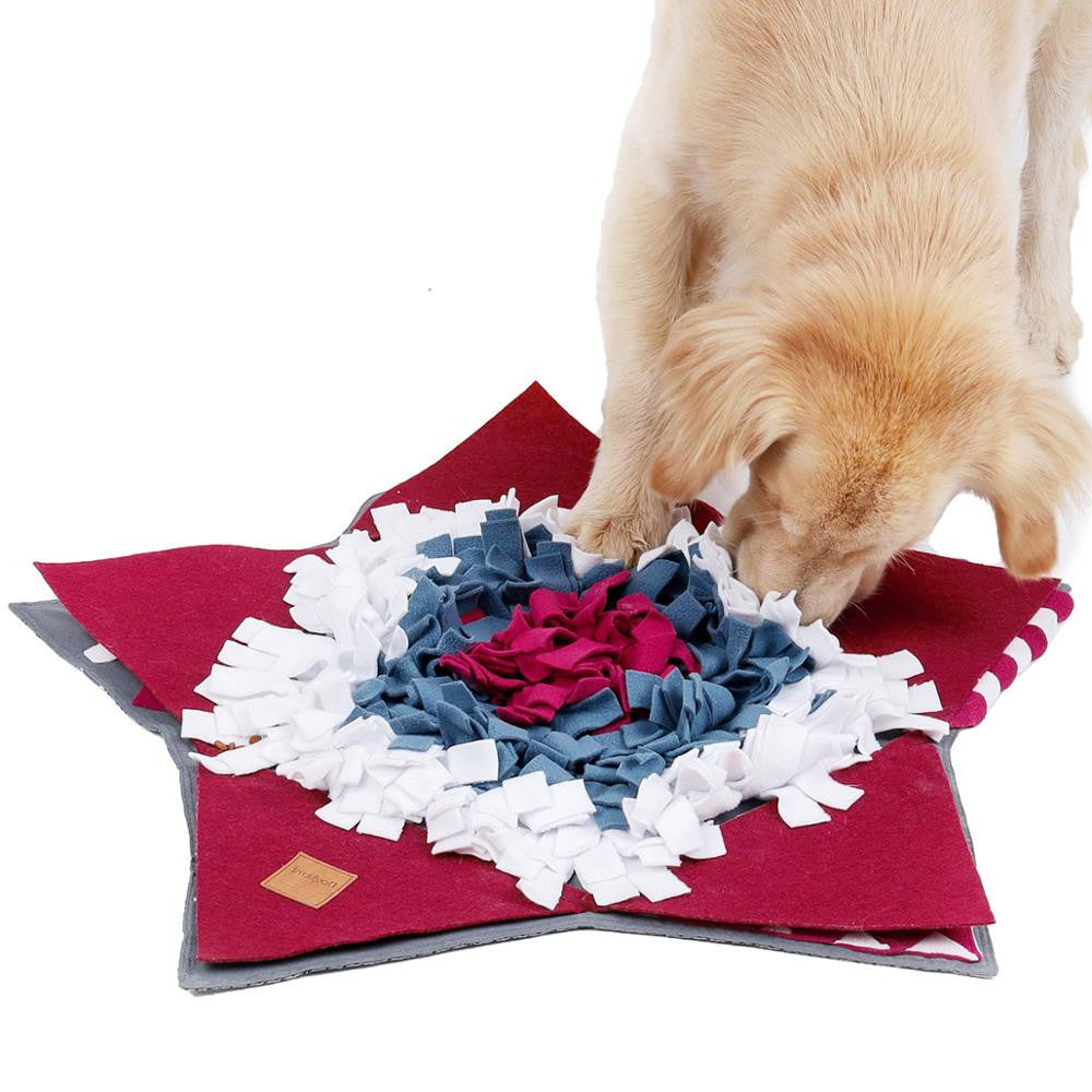HKM-524051 Pet Slow Feeding Training Pad - 28x28 Inches Red Felt & Wool Fabric Mat