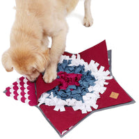 HKM-524051 Pet Slow Feeding Training Pad - 28x28 Inches Red Felt & Wool Fabric Mat