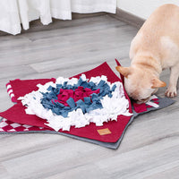 HKM-524051 Pet Slow Feeding Training Pad - 28x28 Inches Red Felt & Wool Fabric Mat