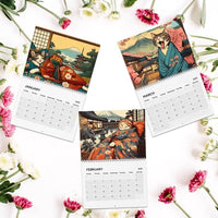 HKM-524179 2025 Sleepy Cats of Edo Wall Calendar for Cat Lovers, Modern Simplicity Design