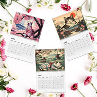 HKM-524179 2025 Sleepy Cats of Edo Wall Calendar for Cat Lovers, Modern Simplicity Design