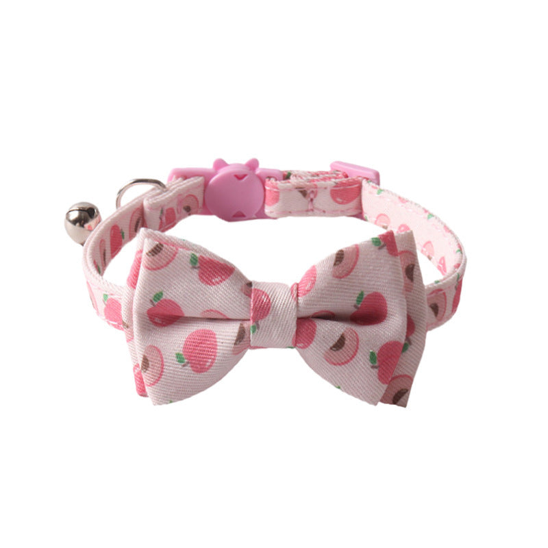 HKM-524243 Colorful Fruit Series Pet Collar and Bow Set with Triangular Binder