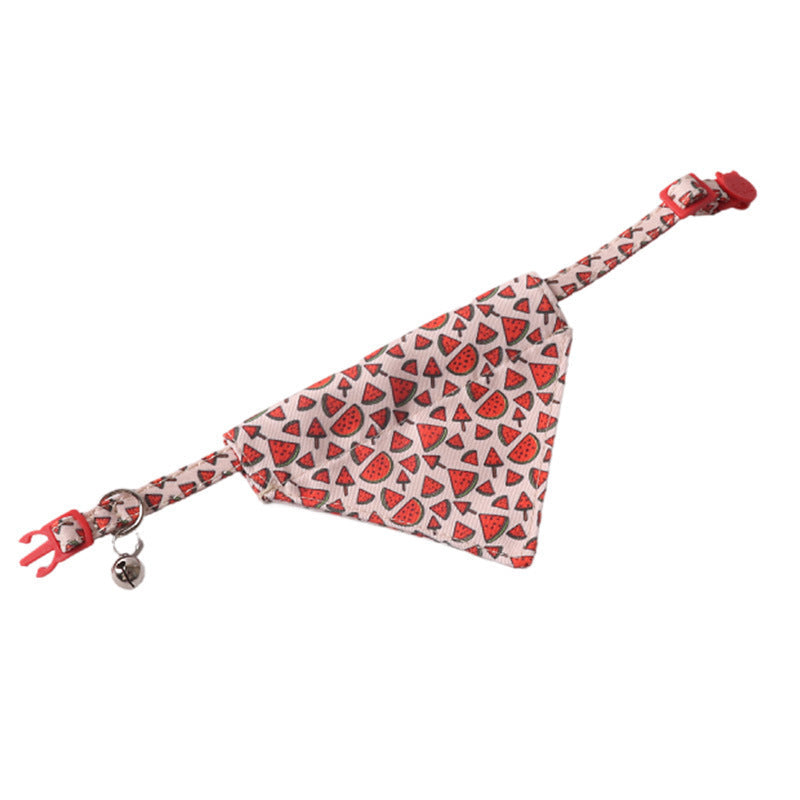 HKM-524243 Colorful Fruit Series Pet Collar and Bow Set with Triangular Binder