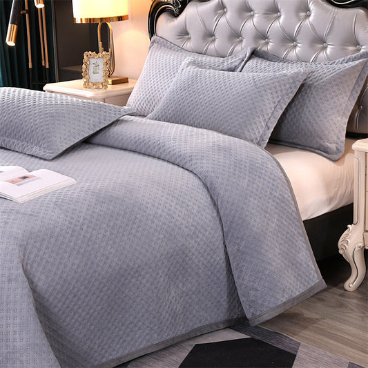 HKM-524243 Solid Color Quilted Bedspread with Pillowcase Pair - Multiple Sizes Available