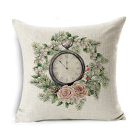 HKM-524307 Linen Christmas Gift Wreath Throw Pillow Cover, 45x45cm, Nordic Style
