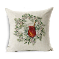 HKM-524307 Linen Christmas Gift Wreath Throw Pillow Cover, 45x45cm, Nordic Style
