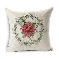 HKM-524307 Linen Christmas Gift Wreath Throw Pillow Cover, 45x45cm, Nordic Style