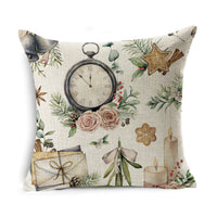 HKM-524307 Linen Christmas Gift Wreath Throw Pillow Cover, 45x45cm, Nordic Style