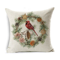 HKM-524307 Linen Christmas Gift Wreath Throw Pillow Cover, 45x45cm, Nordic Style