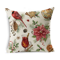 HKM-524307 Linen Christmas Gift Wreath Throw Pillow Cover, 45x45cm, Nordic Style