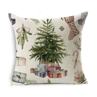 HKM-524307 Linen Christmas Gift Wreath Throw Pillow Cover, 45x45cm, Nordic Style