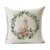HKM-524307 Linen Christmas Gift Wreath Throw Pillow Cover, 45x45cm, Nordic Style