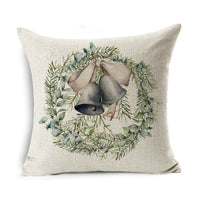 HKM-524307 Linen Christmas Gift Wreath Throw Pillow Cover, 45x45cm, Nordic Style